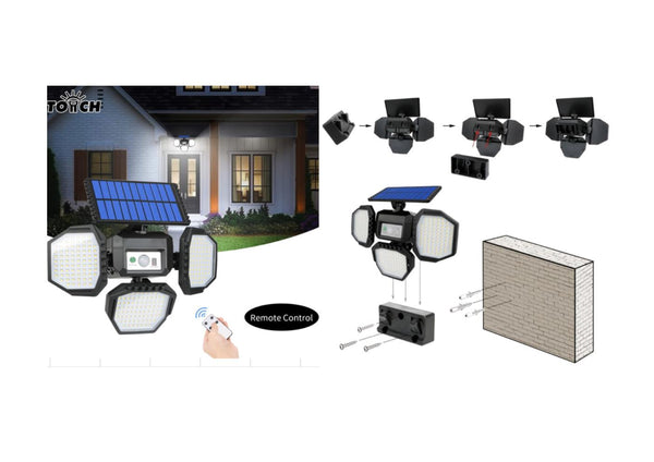 מנורה סולרית + גלאי נפח+ שלט רחוק 234MSD LED 1600 LUMEN