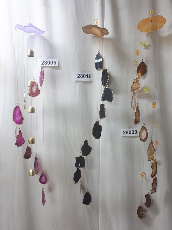 מובייל תליה 10 אבני אגת מדורג עם קישוטים אקרילים