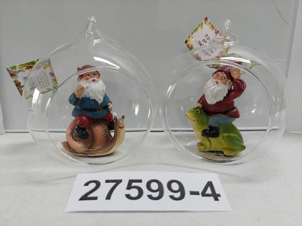 גמד מעל צפרדע/חילזון בכדור זכוכית 110 מ"מ