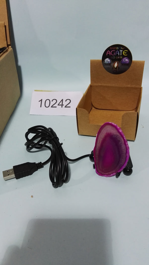 מנורת אבן אגת צבעונית עם תאורת USB.