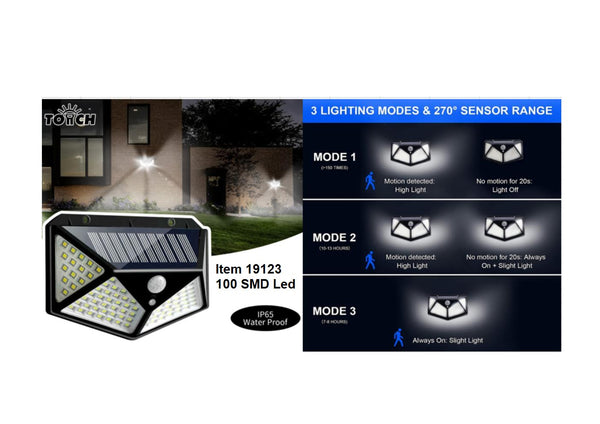 מנורה סולרית + גלאי נפח 135*51*100mm ( נורת 100 SMD LED)